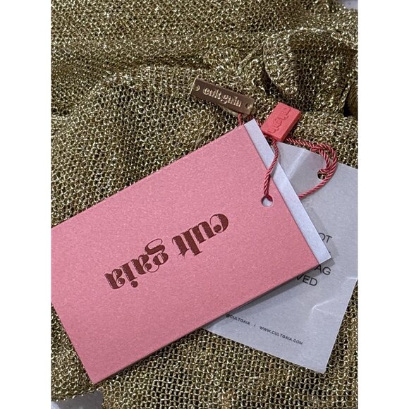 Cult Gaia Alonza Knit Dress in Gold Large New Womens Mini Metallic Cocktail - Picture 11 of 17